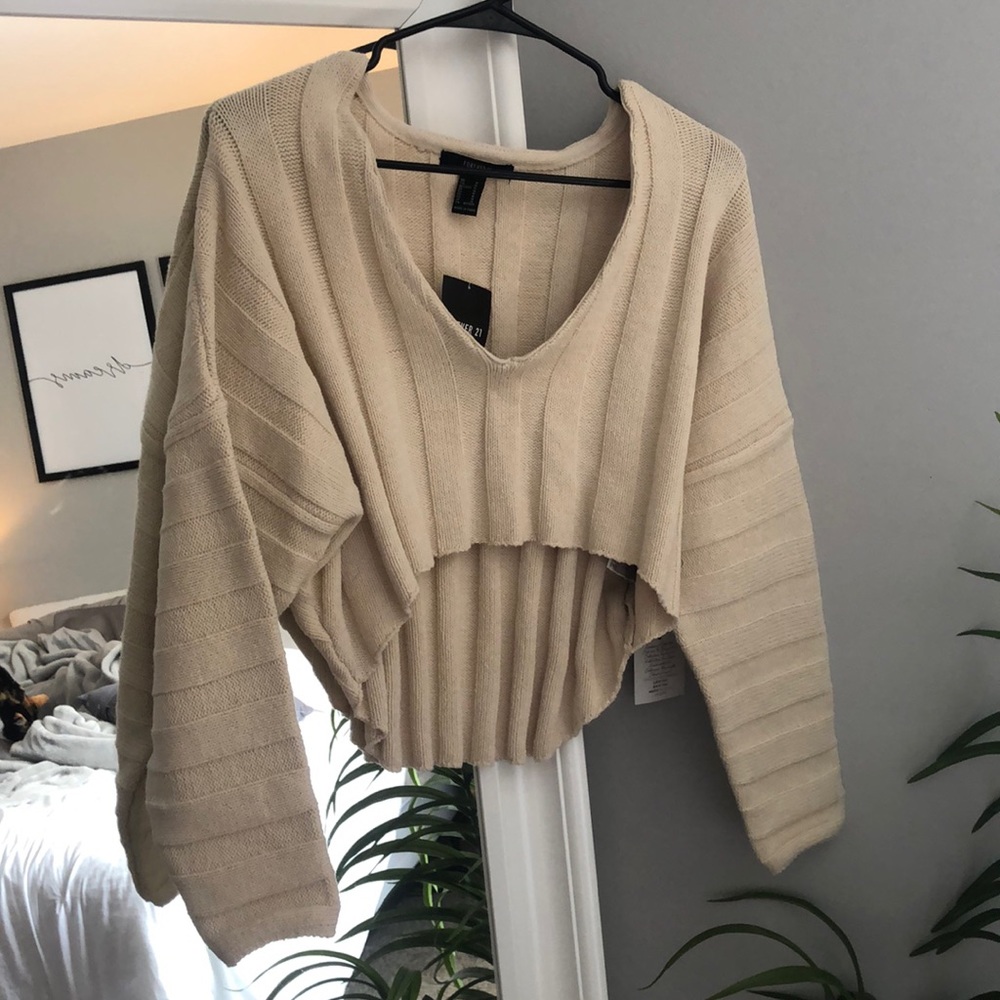 Forever 21 Cream Ribbed Sweater